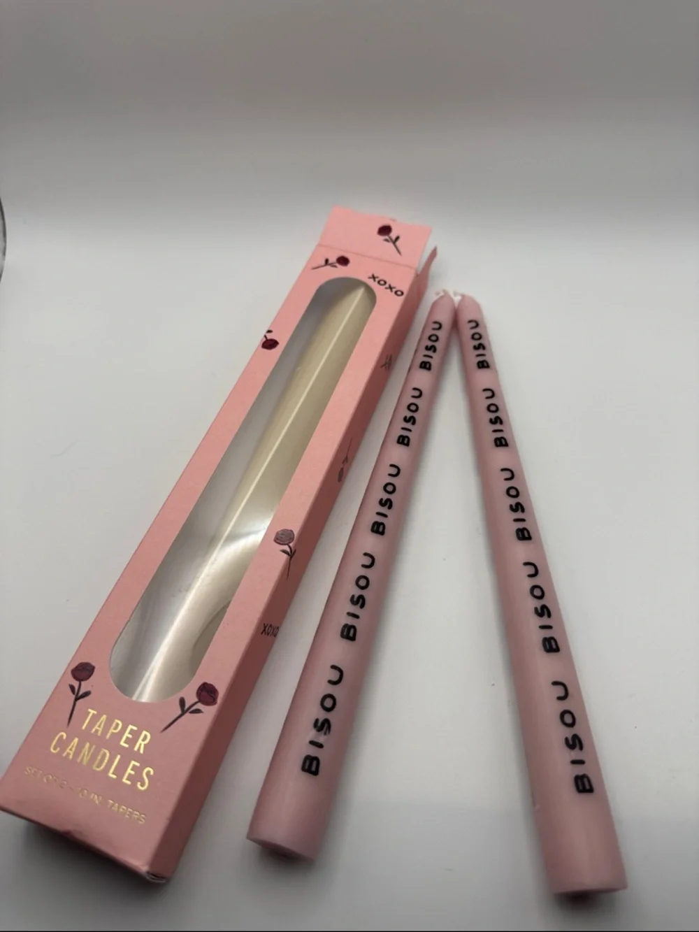 Anthropologie The Amour Taper Candles, Set of 2 Bisou Pink Valentine’s Day 10”